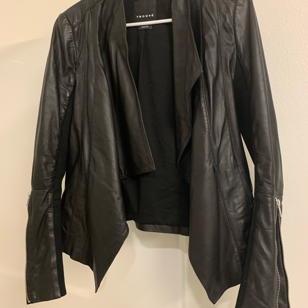 Black faux-leather jacket